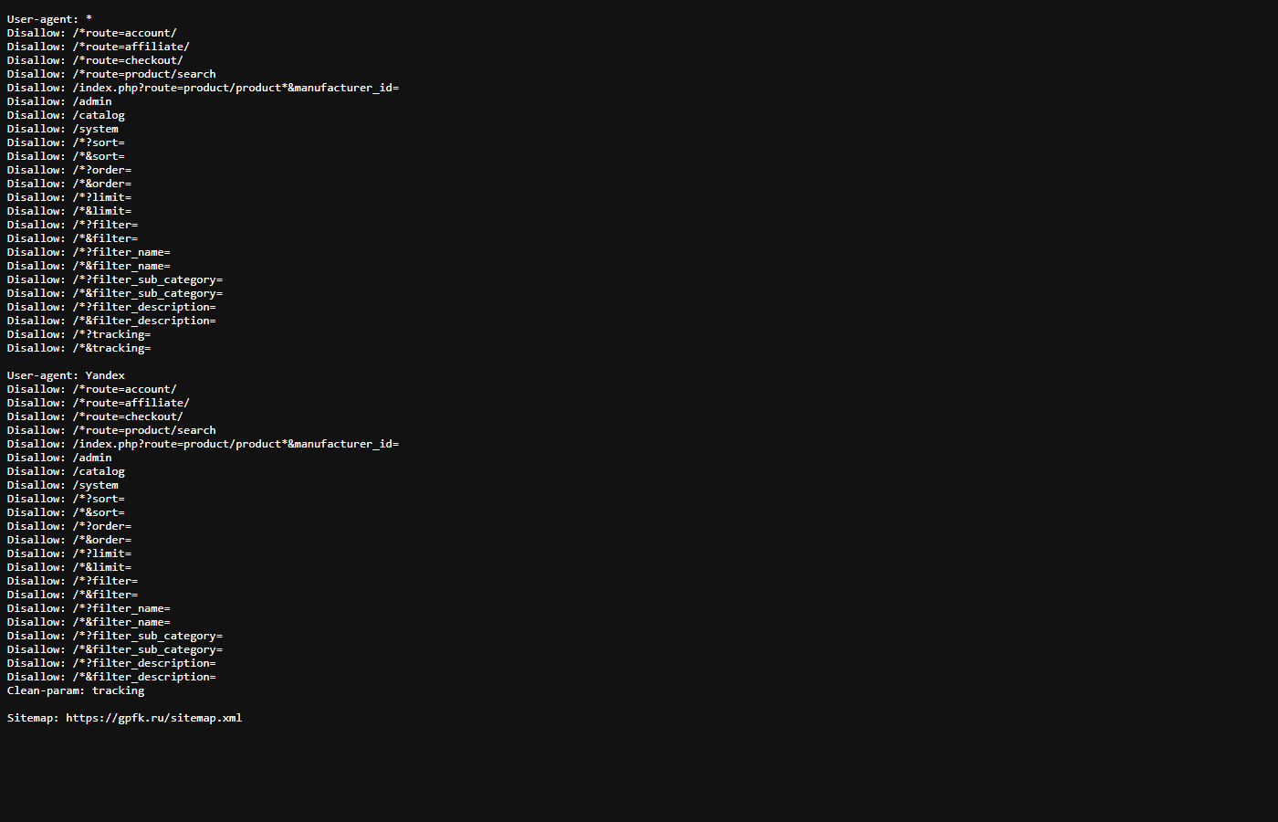 Корректный robots.txt с картой сайта