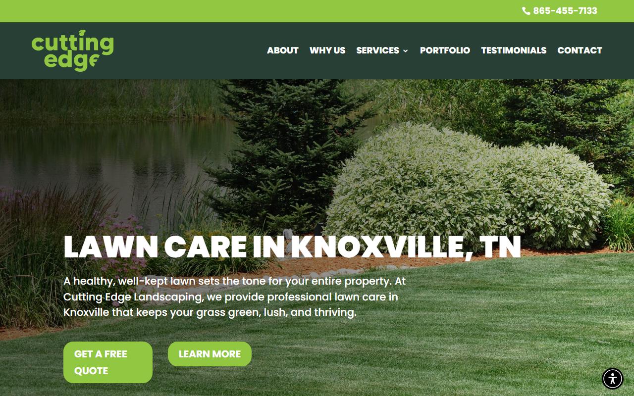 Страница thecuttingedgeknoxville.com «Lawn Care in Knoxville, TN» — отдельная посадочная под запрос