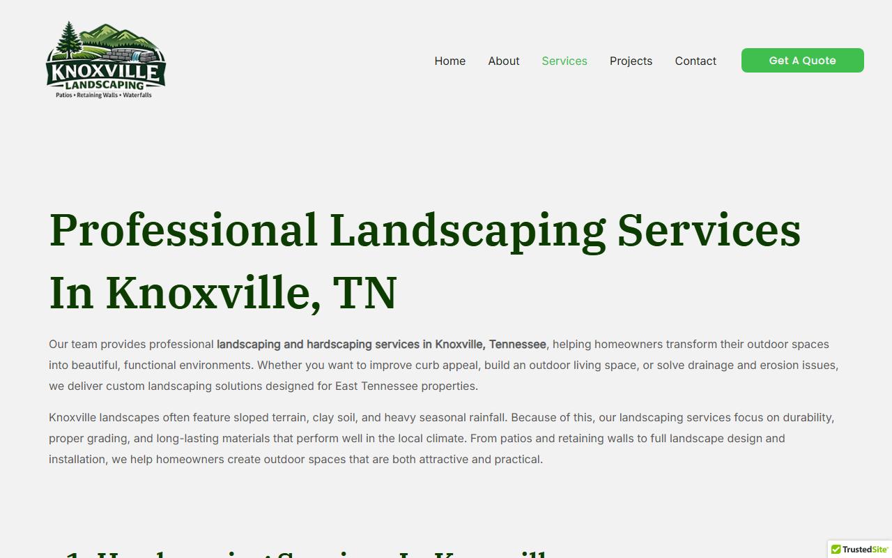 Страница Professional Landscaping Services In Knoxville на knoxville-landscaping.com — то, чего нет у клиента
