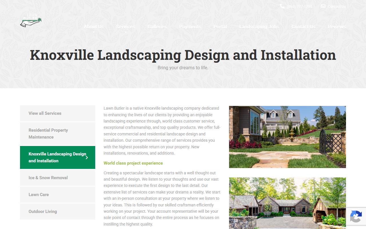 Отдельный посадочный лендинг Lawn Butler под город Knoxville