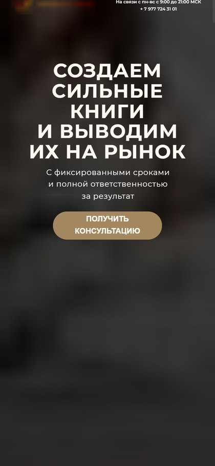 Мобильная версия главной до правок: первый экран без меню и без навигации